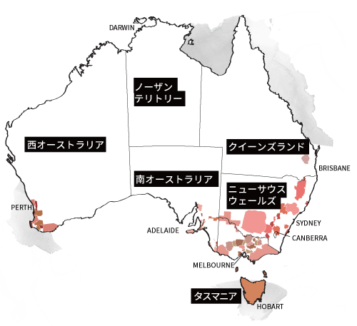 オーストラリアのワイン産地地図