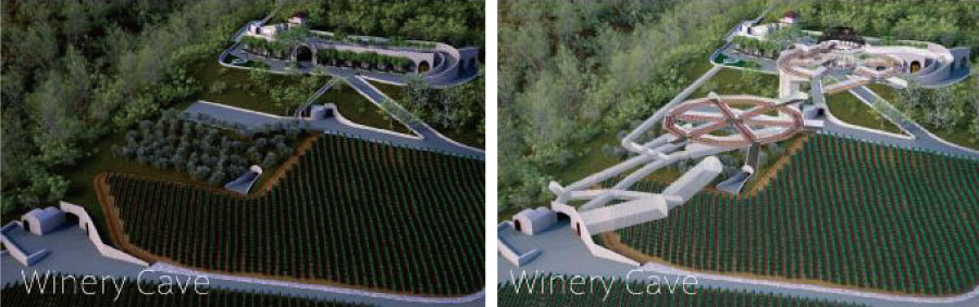 パルマッツ ヴィンヤーズの地下18階建てワイナリー